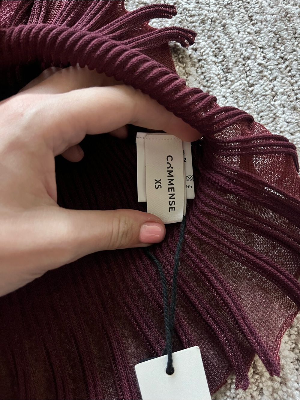 Commense Ribbed Knit Ruffle Top size XS NWT - Picture 6 of 7